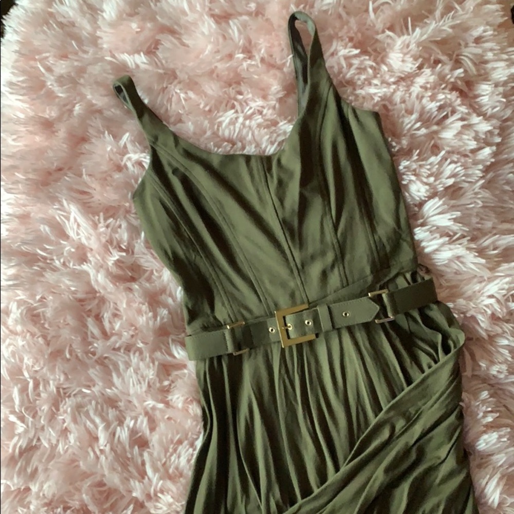 Cache military green dress with belt